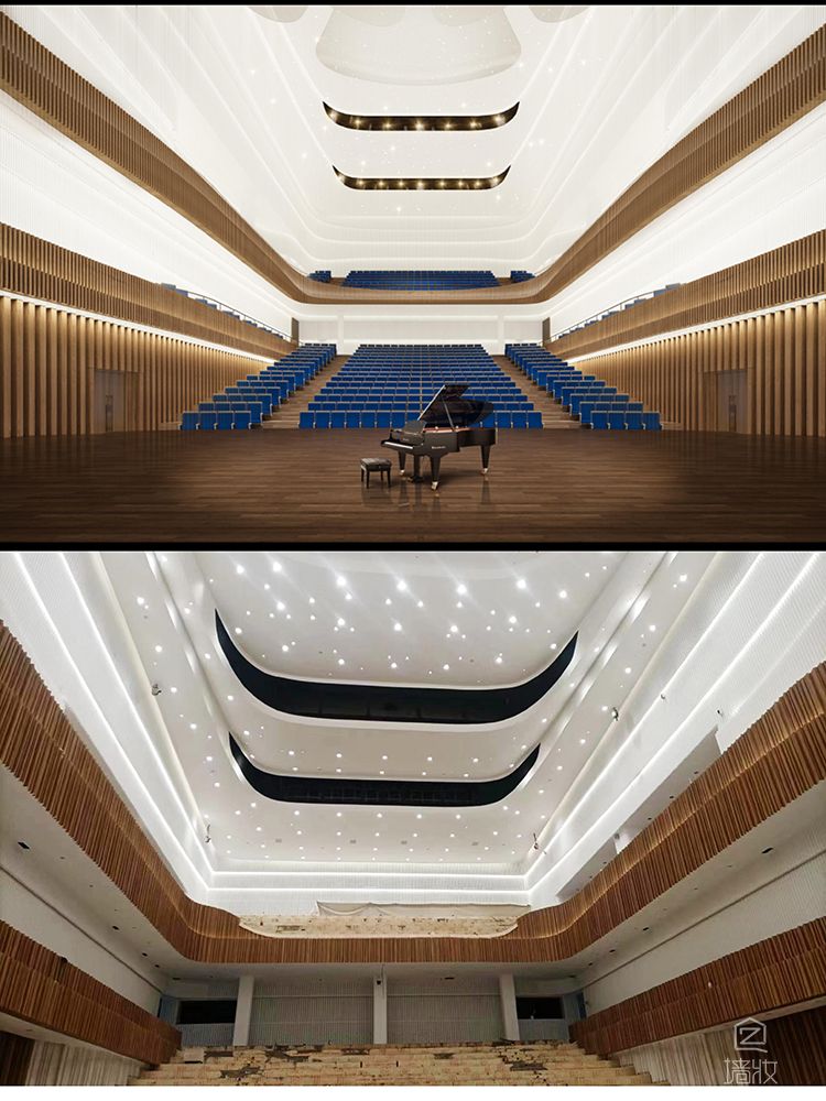 銀川圖書(shū)館(音樂(lè)廳)阻燃木紋膜造型-LX裝飾貼膜